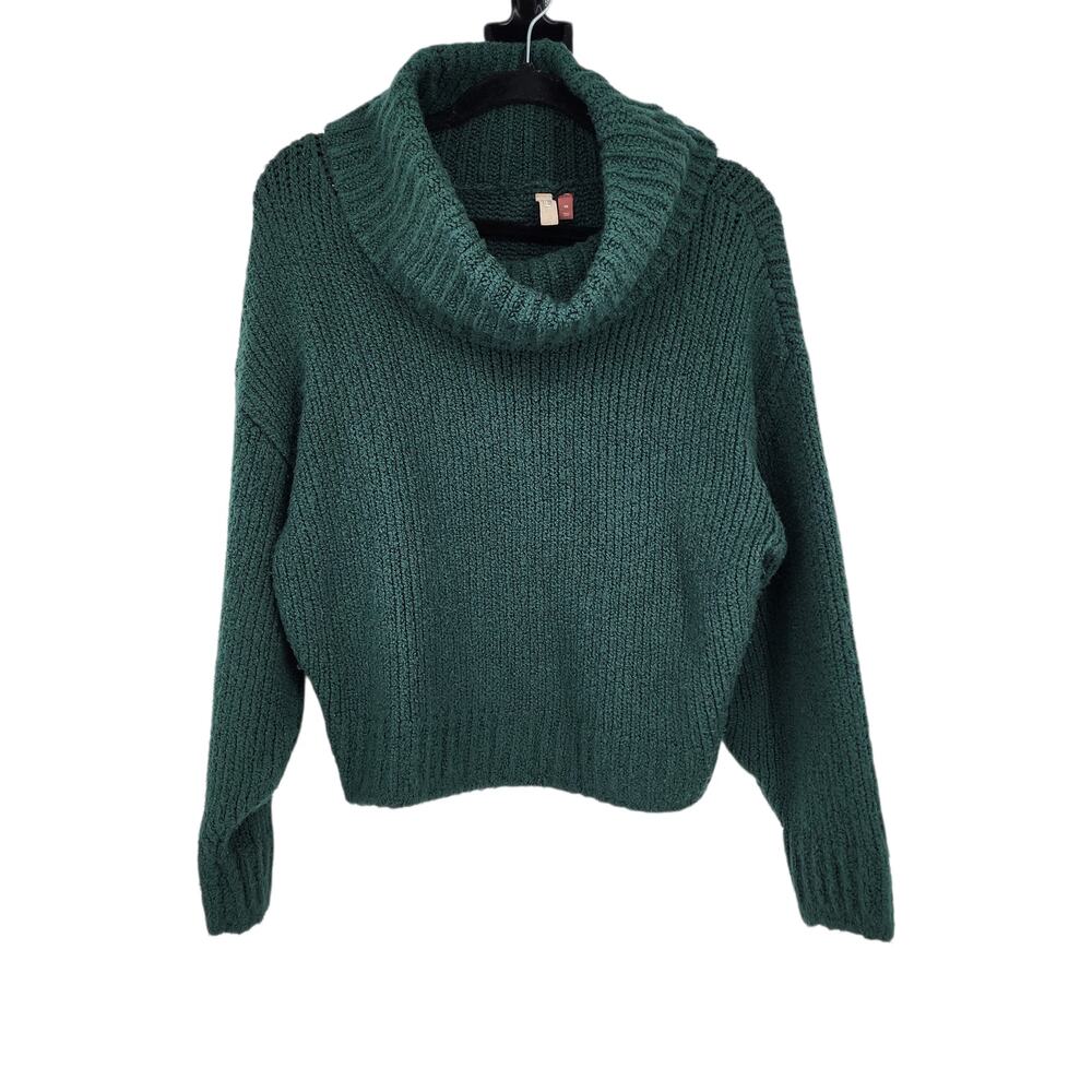 Anthropologie Pilcro Emerald Green Cowl Neck Chunky Knit Sweater Size XS